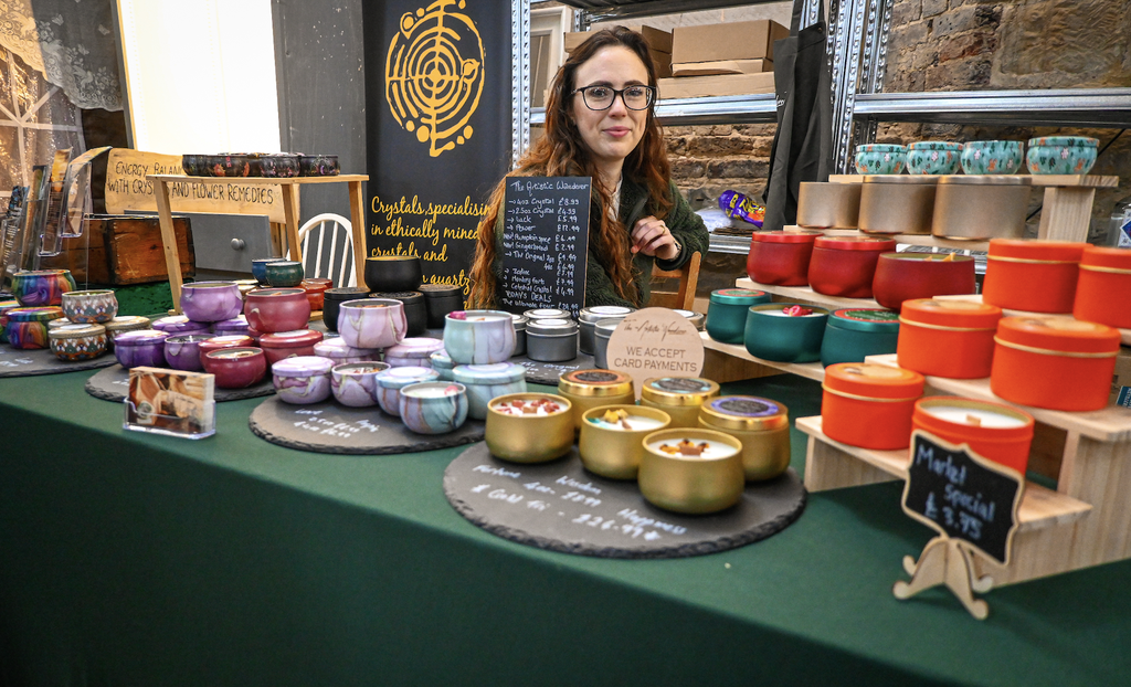 Our range of candles at markets. Soy wax candles made in East Sussex, UK