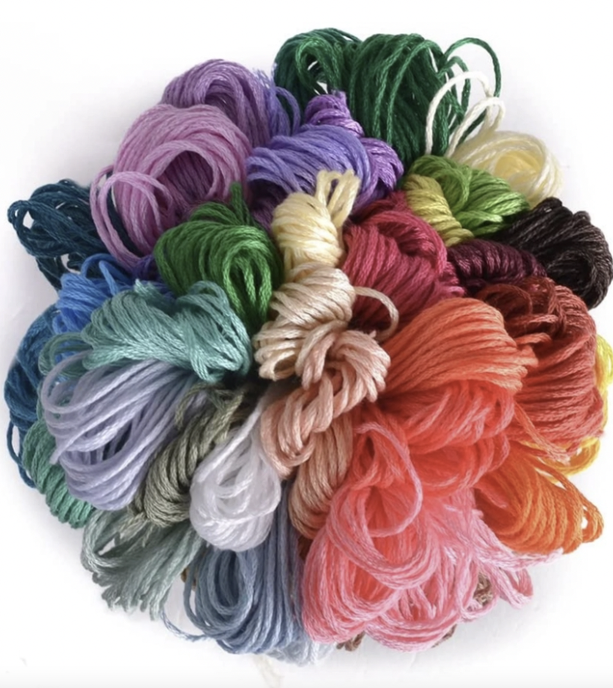 Cross stitch skeins, threads and cottons.