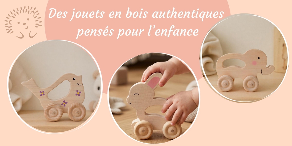 Jouet en bois 
jouet à roulettes
 jouet Montessori