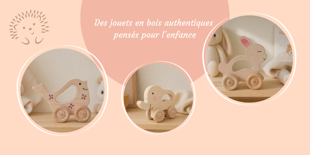 Jouet en bois 
jouet à roulettes
 jouet Montessori