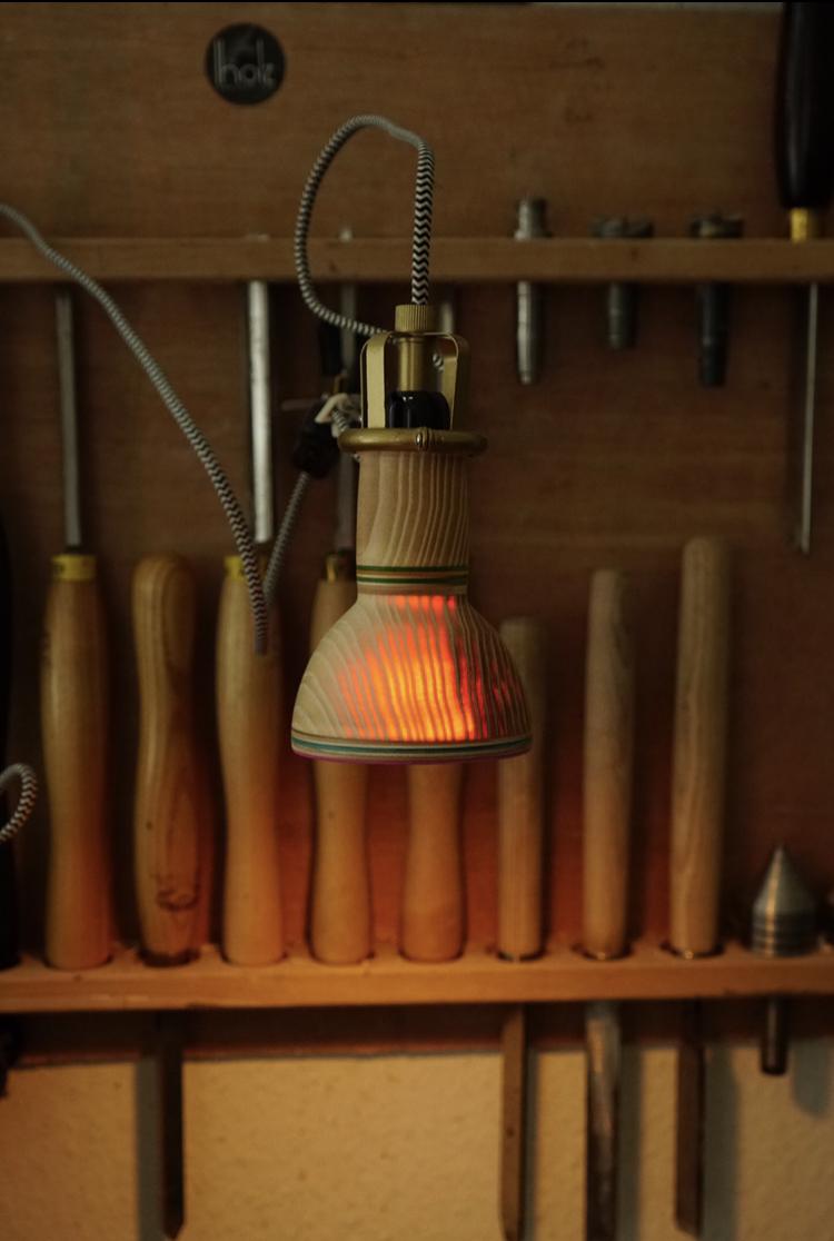 Hand made Lampes and lampshades made from wood. Hand turned with the lathe in Potsdam Germany. Uniquepieces, from simple and minimal to colorful and original.