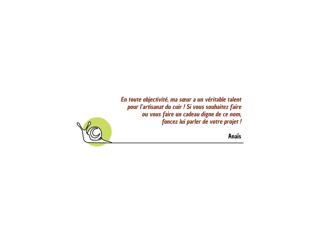 Avis positif sur les créations de la marque artisanale française Helix échappée cuir. Mots clés : talent pour l'artisanat du cuir, idéal pour cadeau, projet personnalisé.