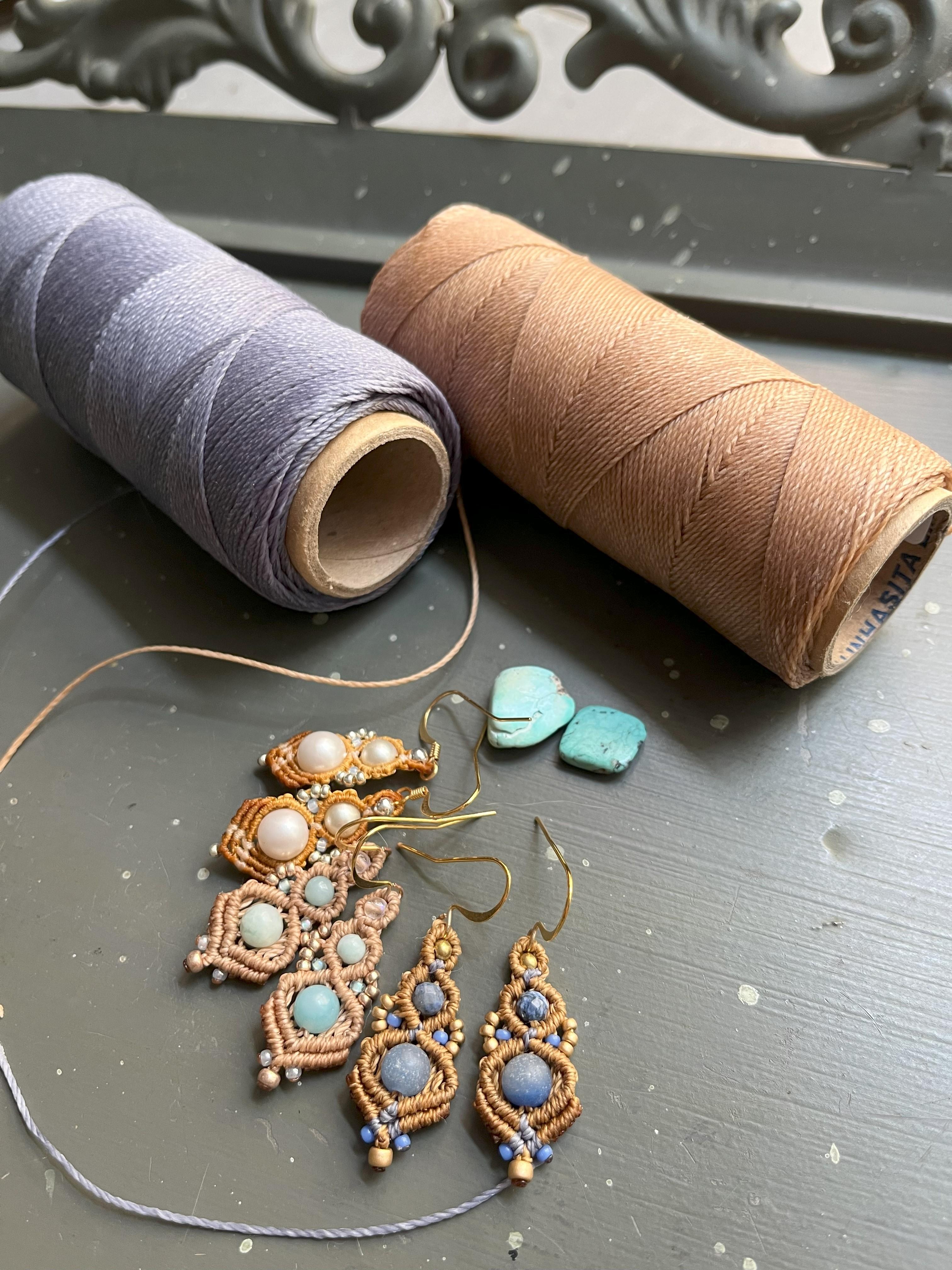 Boucles d'oreille en macramé