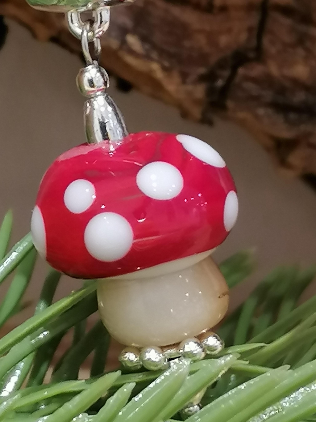 Perle en verre champignon