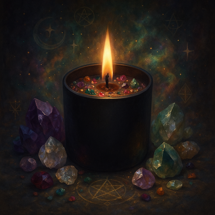 bougies parfumées lithothérapie avec pierres naturelles 