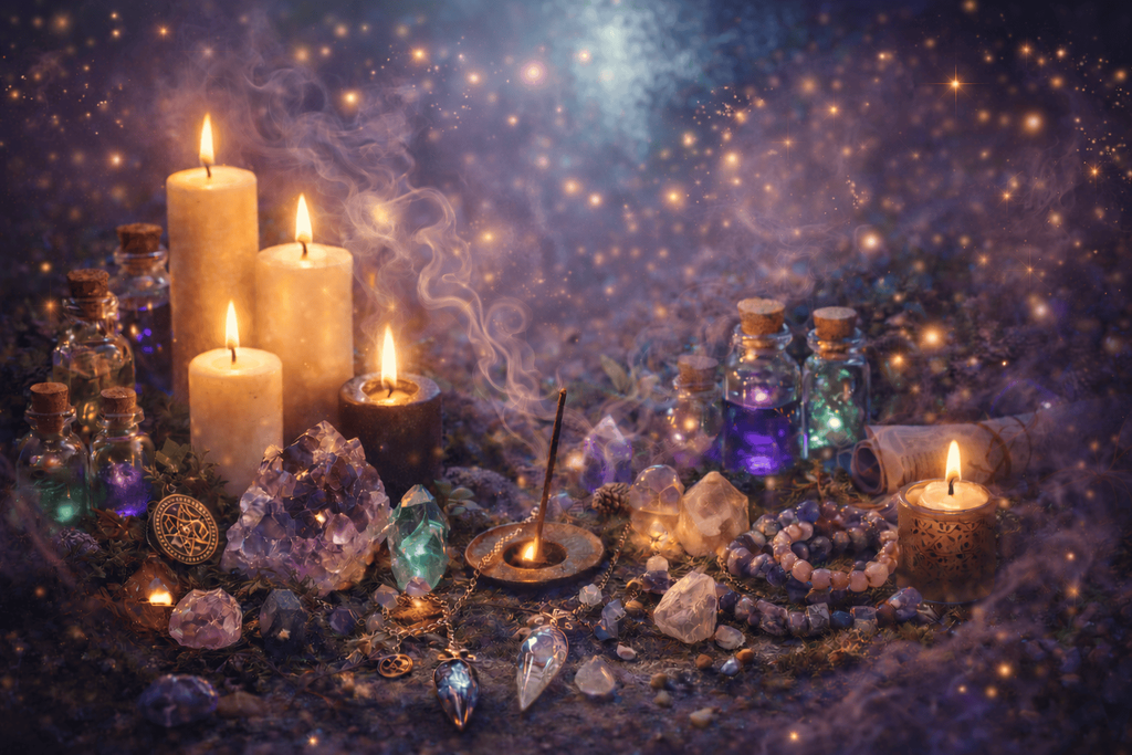 Boutique ésotérique en ligne (bougie, fondant, brume parfumée, bijoux en pierres naturelles, lithothérapie, encens, pendule)