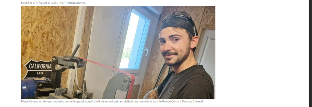 Photo d'un article du journal le Haut-Anjou sur Baldur France une coutellerie au Lion d'Angers, près de Angers Maine-et-Loire