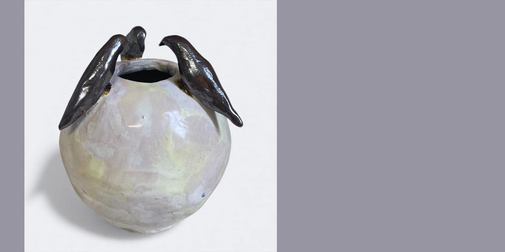 Vase boule aux trois oiseaux