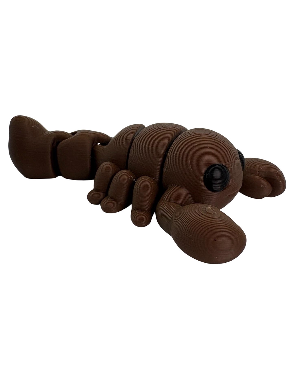 New Brown 3D printed articulated scorpion with large claws and curved tail