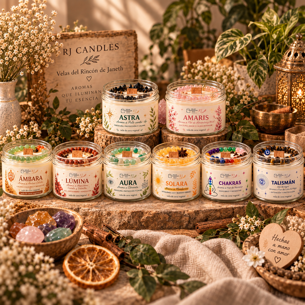 Aromas que envuelven, minerales con significado y detalles hechos a mano para crear momentos de calma, bienestar y conexión. Y