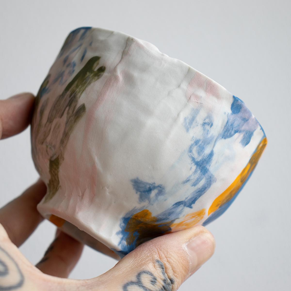 Gobelet - objet graphique, peint a la main - super merci - sandrine castel