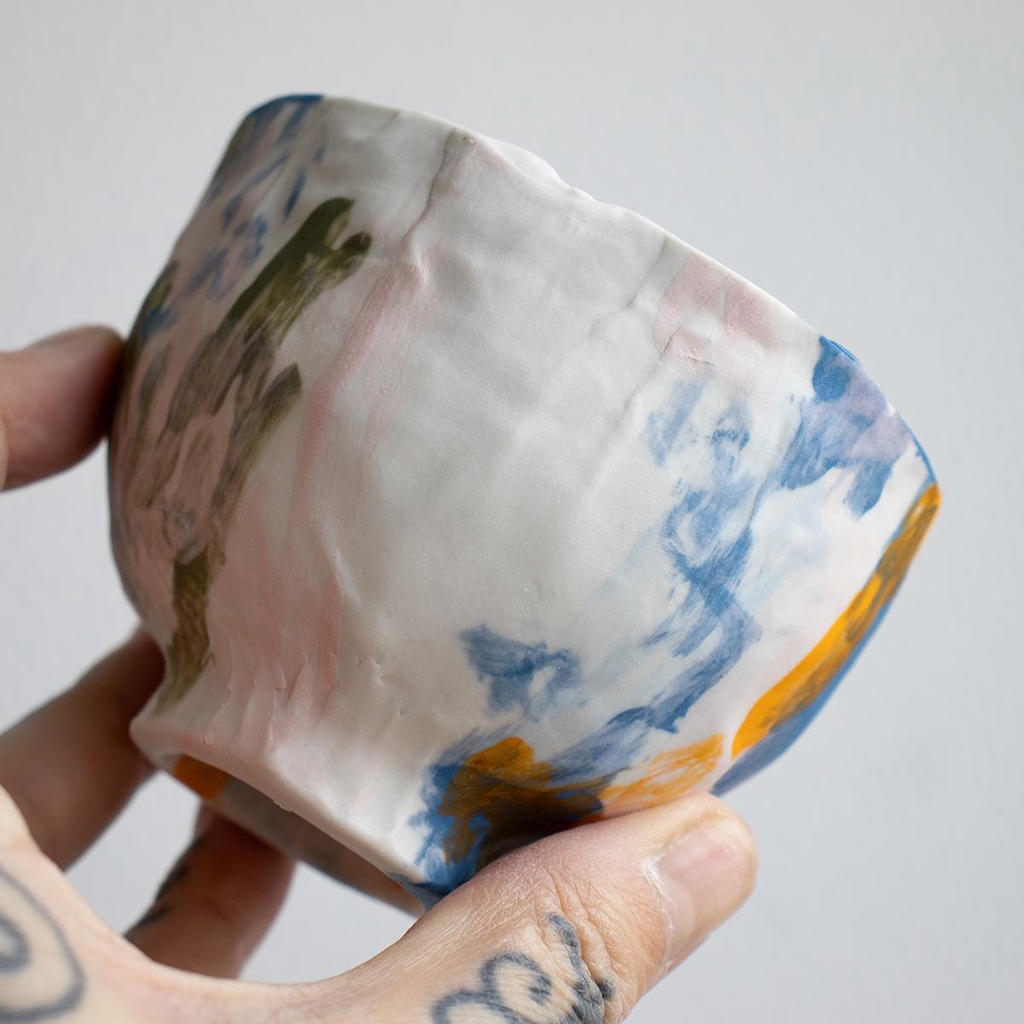 Gobelet - objet graphique, peint a la main - super merci - sandrine castel