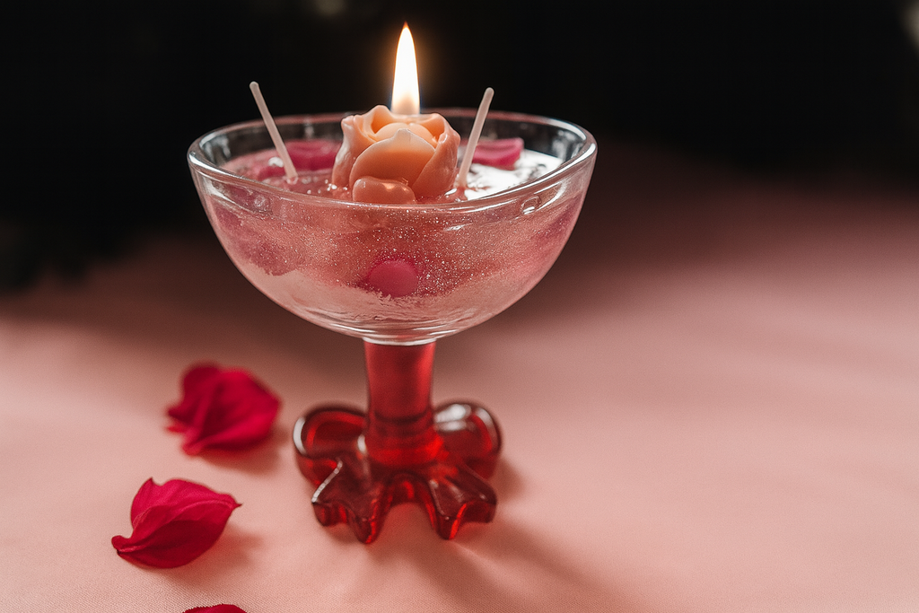 "Éclat de Rose : Bougie Artisanale Élégante"