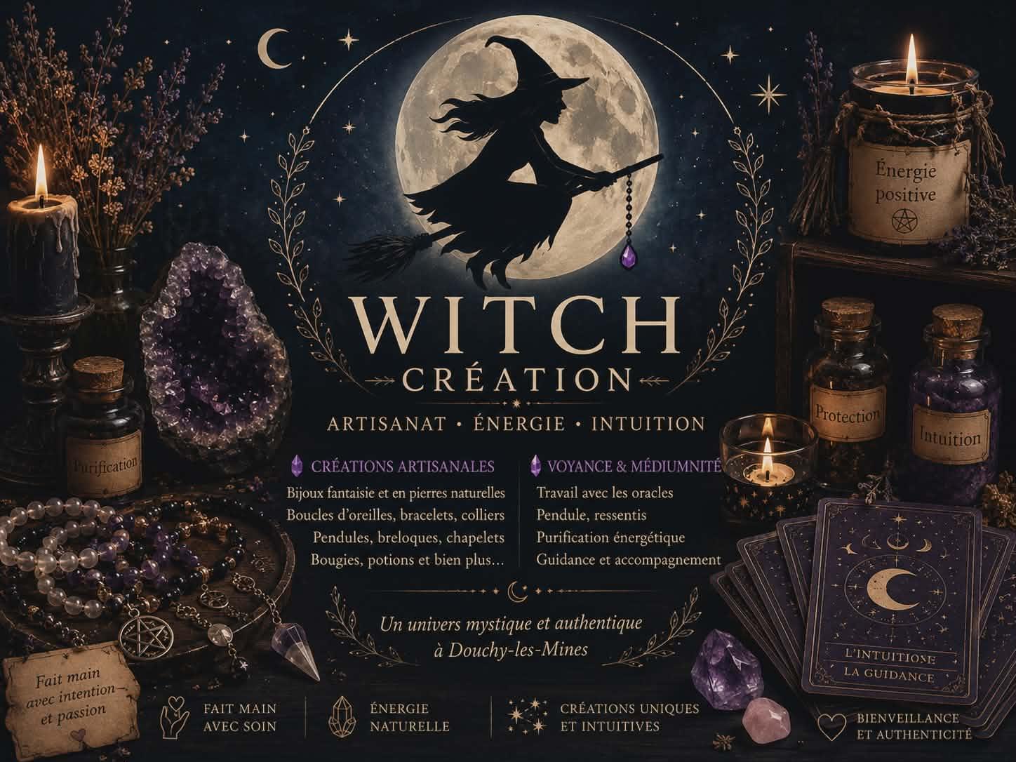 Witch Création, fabrication artisanale de bijoux ou se mêlent fantaisie, ésotérisme, et médiumnité