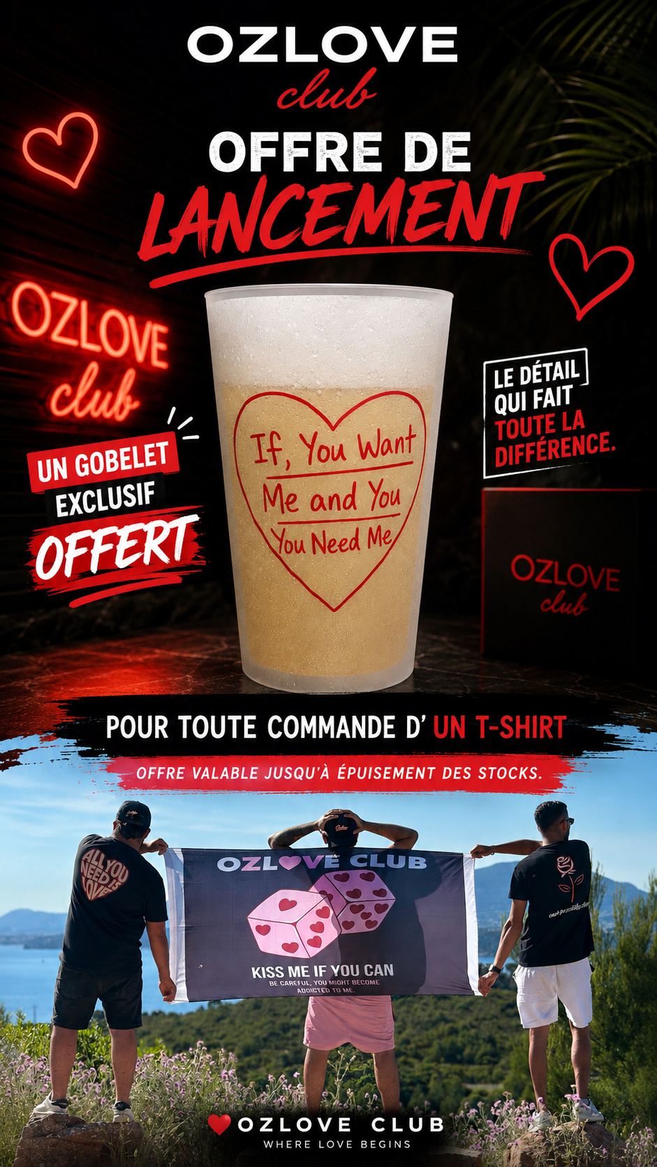 Un. T-shirt acheté un gobelet offert.