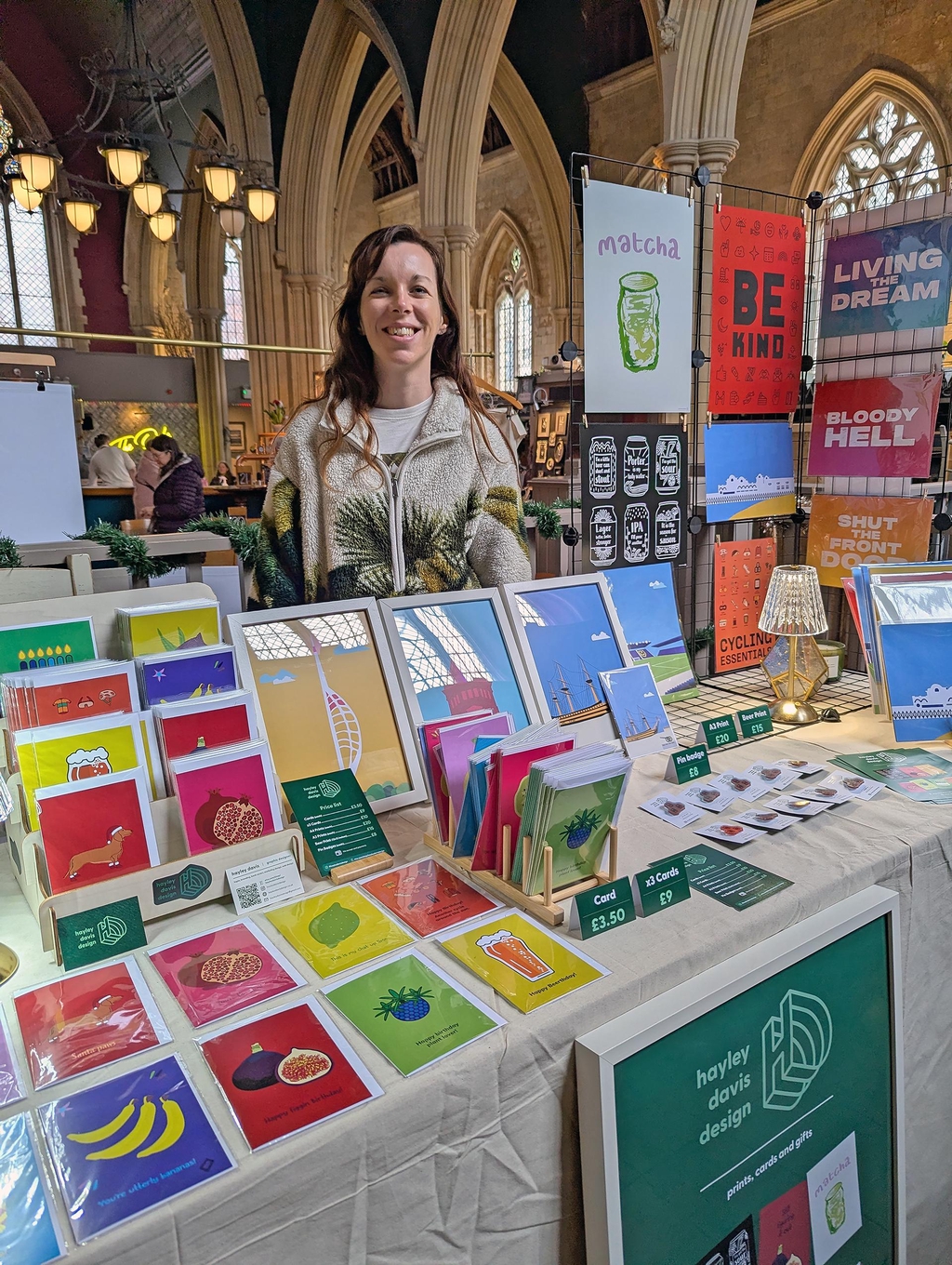 Colourful prints, clever puns & creative gifts. Brighten your walls and mailboxes with art prints, acrylic pins and greetings cards — all uniquely designed by Hayley Davis Design.