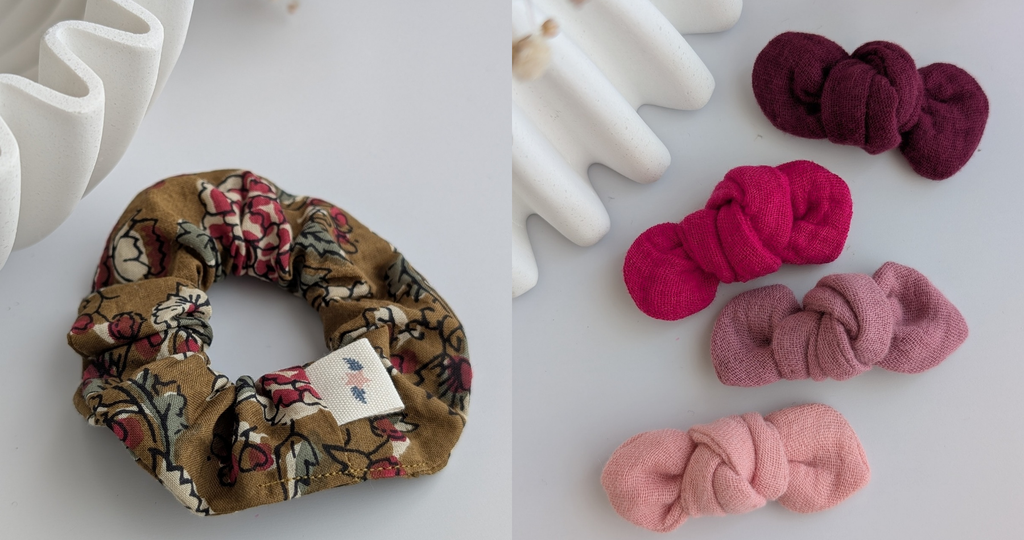 La Tête dans les Nétoiles -
Barrettes et chouchous pour toute la famille aux couleurs tendances. Barrette antiglisse Pince crocodile Barrette noeud en gaze de coton. Fait main en France. Créations françaises. La Tête dans les Nétoiles barrette enfant. Noeud Romie. Chouchou cousu en France . Créatrice française. Créatrice mode enfantine Vendée. Accessoires cheveux mode enfantine