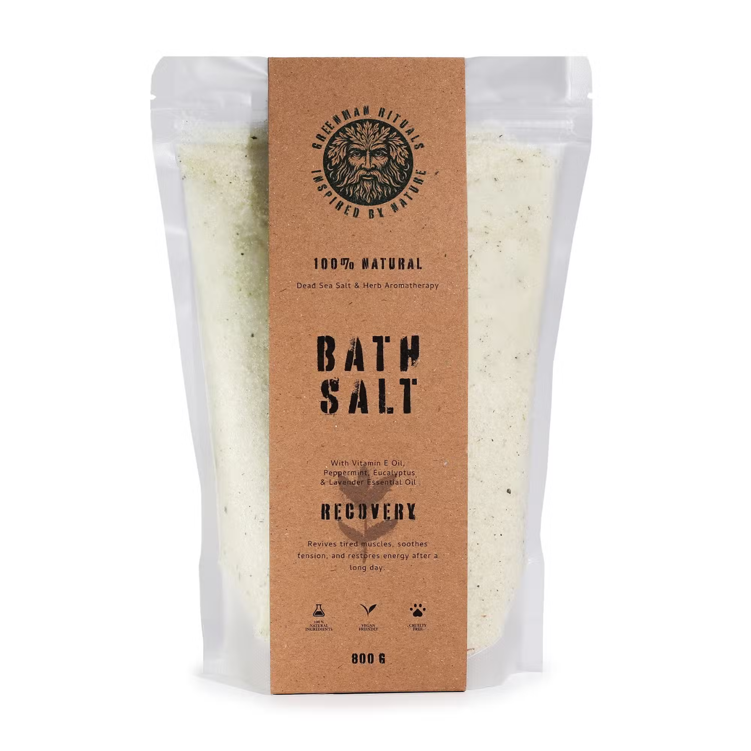 Greenman Rituals Menthol Aromatherapy Epsom Bath Salt Recovery pouch.