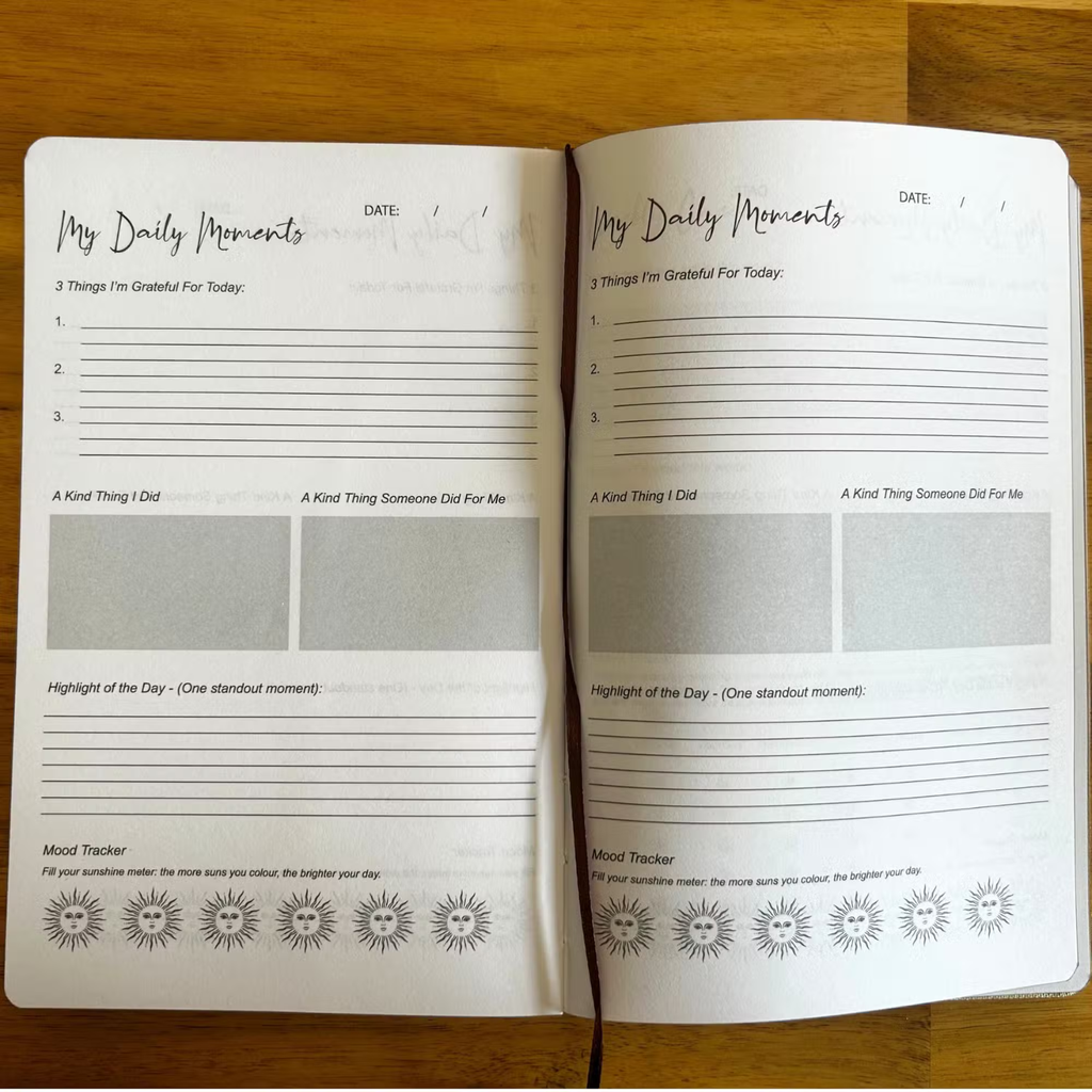 Gratitude journal with prompts for thankfulness and personal growth
