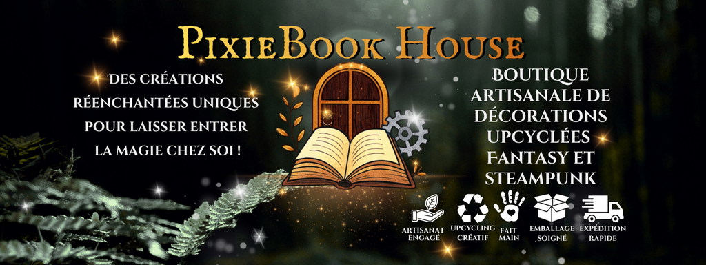 PixieBook House - Boutique artisanale décorations fantasy steampunk upcyclées