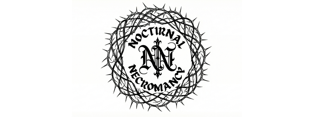 Nocturnal Necromancy logo featuring a circular thorn wreath surrounding the companies NN initials