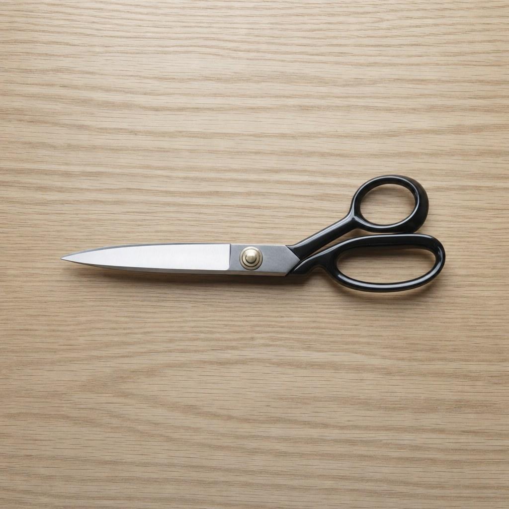 Große Stoffschere für Nähanfänger auf einem Holztisch