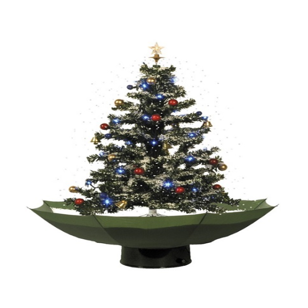 sapin de noel avec neige qui tombe