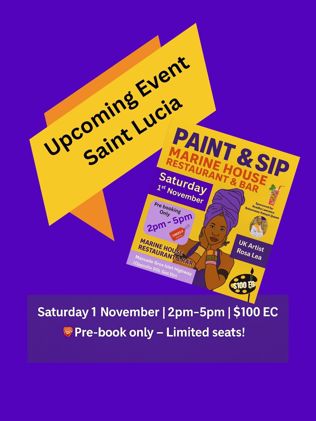 Paint & Sip Hosted by UK Canal Art Artist Rosa Lea  bringing British Canal and fun Art to the Caribbean.