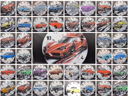 3d Printed Clocks featuring modern and classic cars