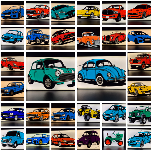 3d Printed lightboxes featuring vehicle images