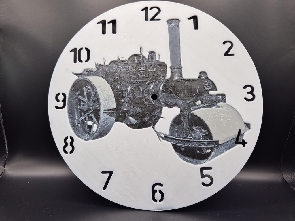 3d printed clocks featuring images of steam vehicles