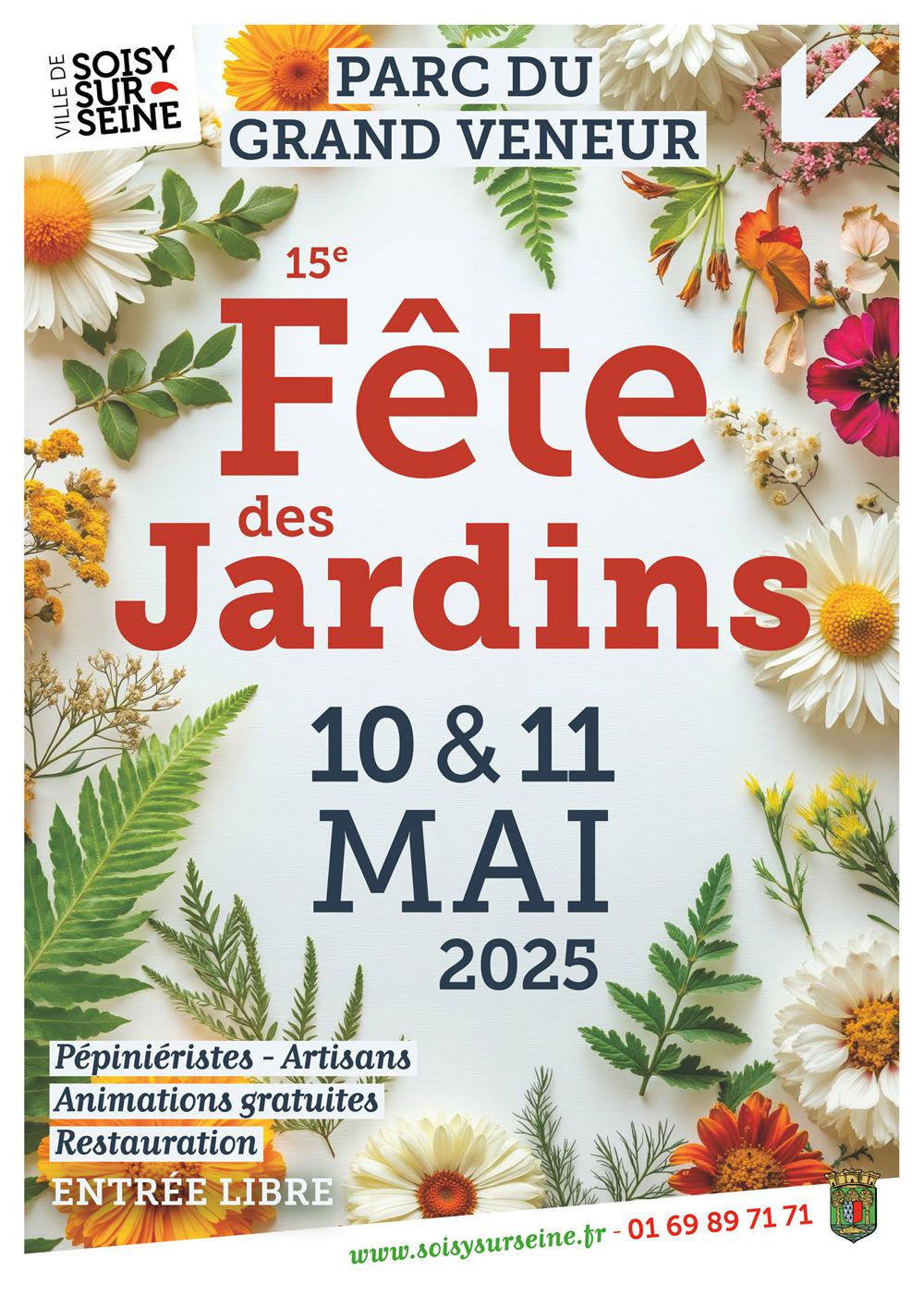 Affiche de la 15ème fête des jardins le 10 et 11 mai 2025 à Soisy sur Seine
