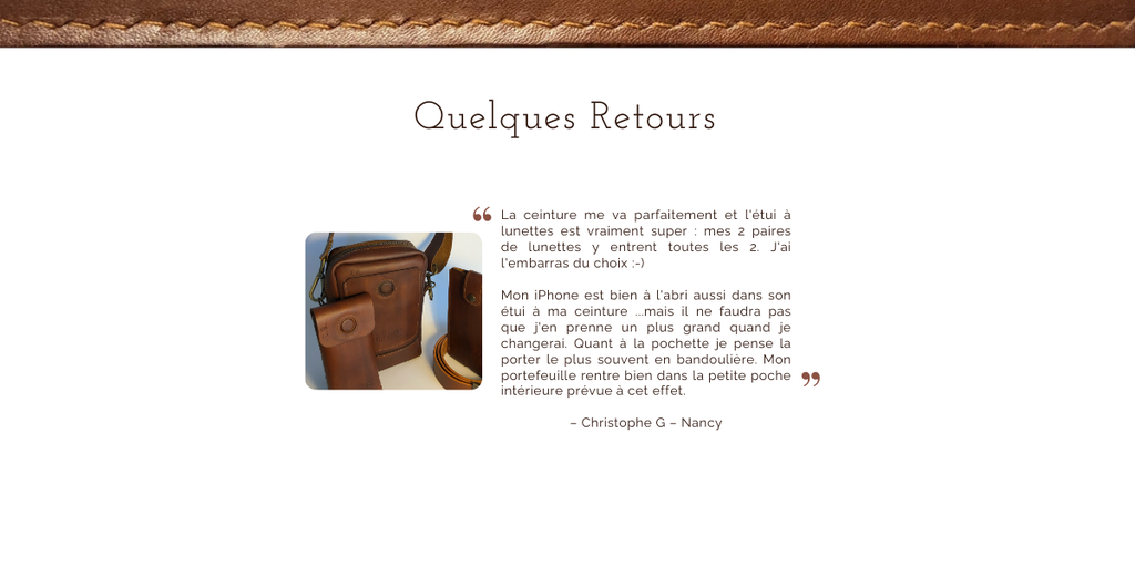 Avis Sacoche en cuir Candide fait au point sellier, teintée à la main.