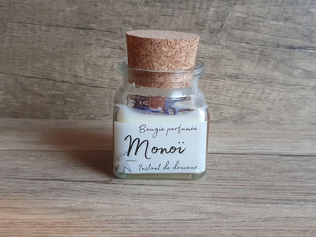 Bougies parfumées - Cire de soja, mèche en bois, parfums de grasse, fleurs séchées 
