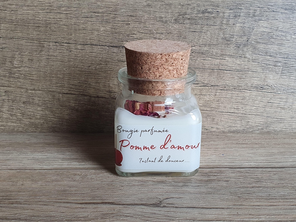 Bougies parfumées - Cire de soja, mèche en bois, parfums de grasse, fleurs séchées 