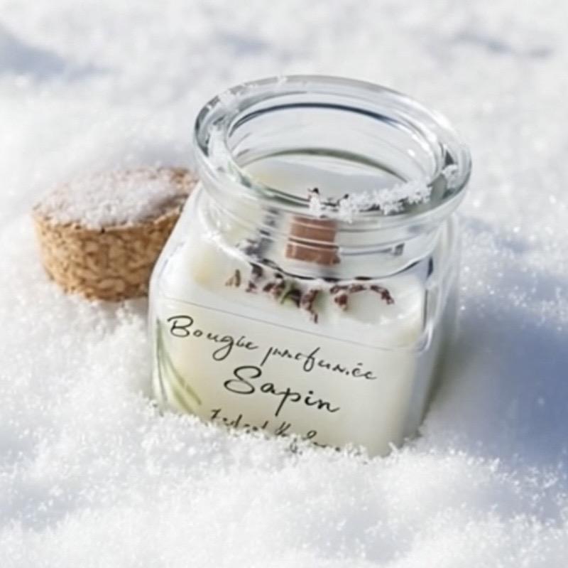 Bougies parfumées - Cire de soja, mèche en bois, parfums de grasse, fleurs séchées 