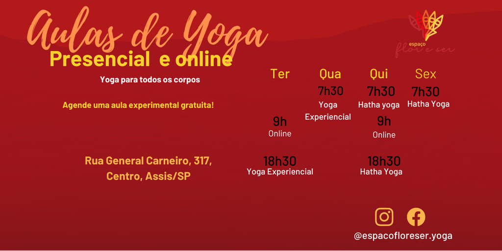 Yoga para todos os corpos
Yoga terceira idade
Yoga iniciante
Meditação
Yoga Assis