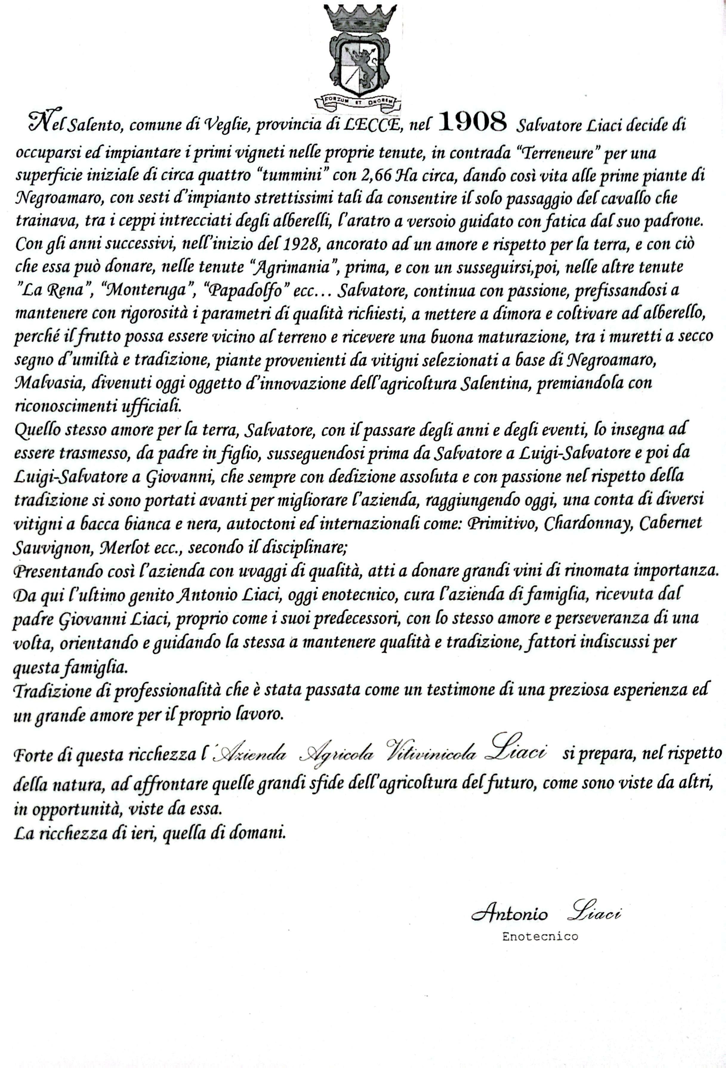 Storia di una famiglia di Agricoltori Salentini che si tramanda da quattro generazioni