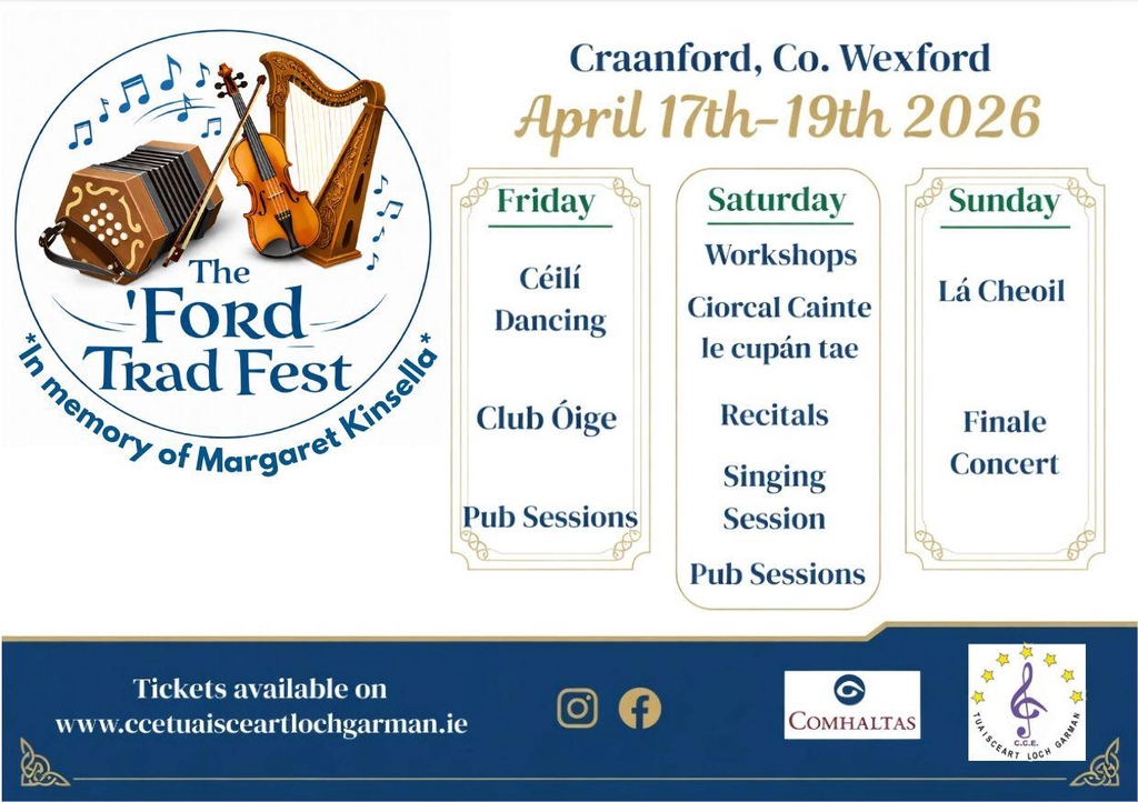 The Ford Trad Fest in Craanford County Wexford April 17th - 19th 2026