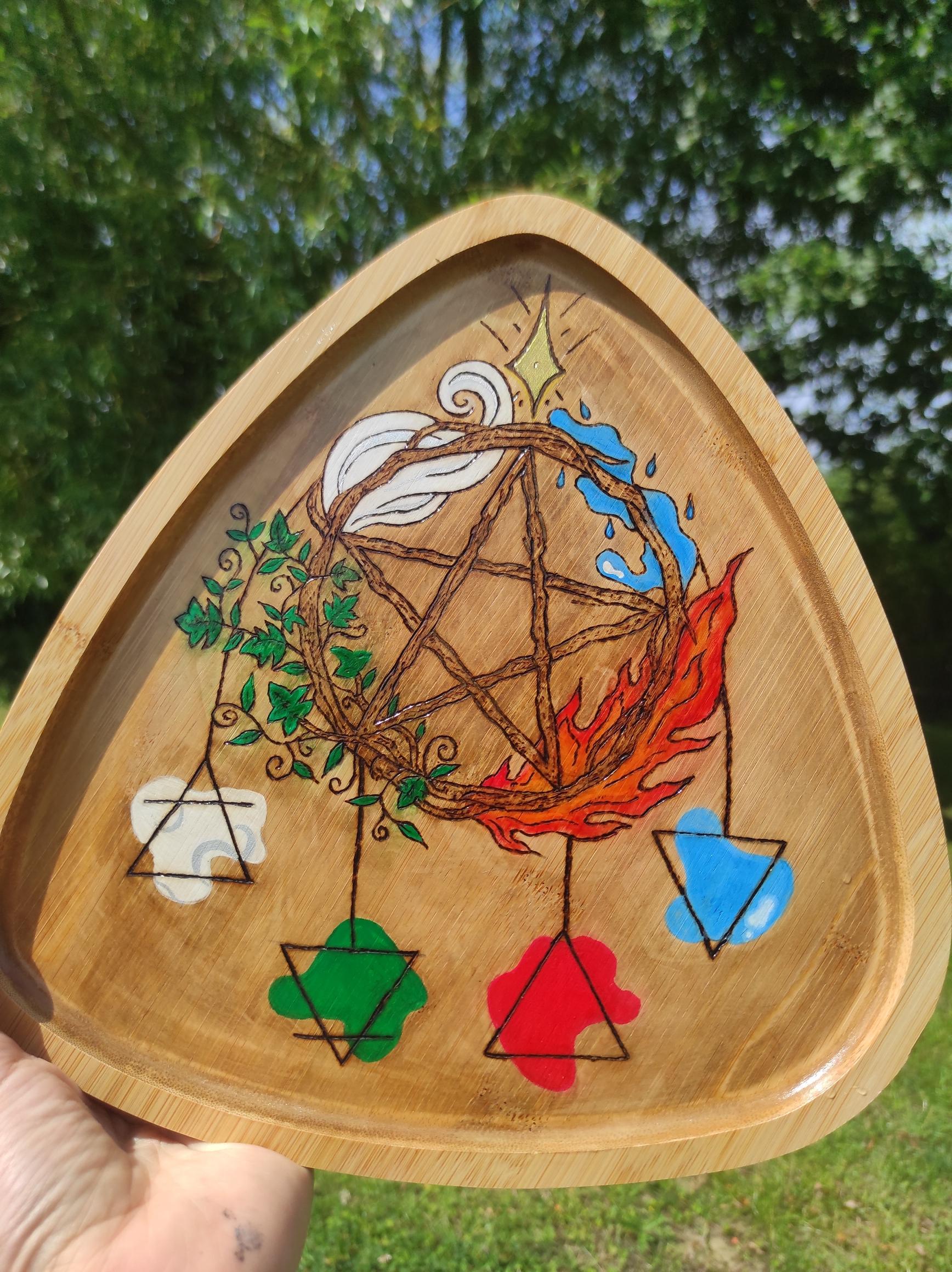 Plateau symbole ésotériques création artisanale liwawitch
