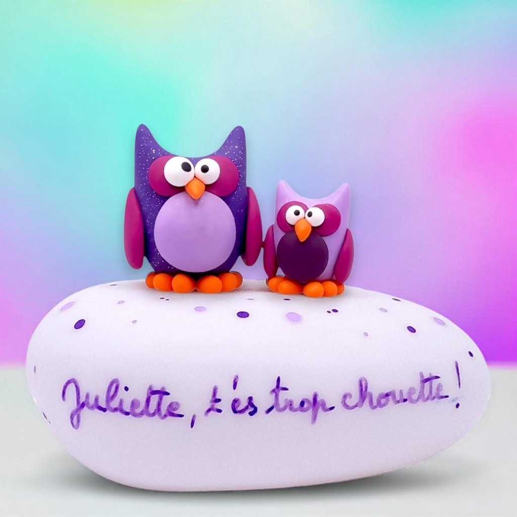Veilleuse Chouettes rigolote personnalisée avec une phrase
