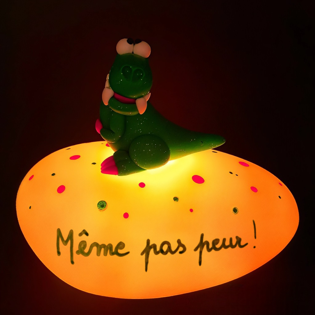 Veilleuse dinosaure T-Rex originale et rigolote, artisanale et persoonalisable - personnalisée avec une phrase
