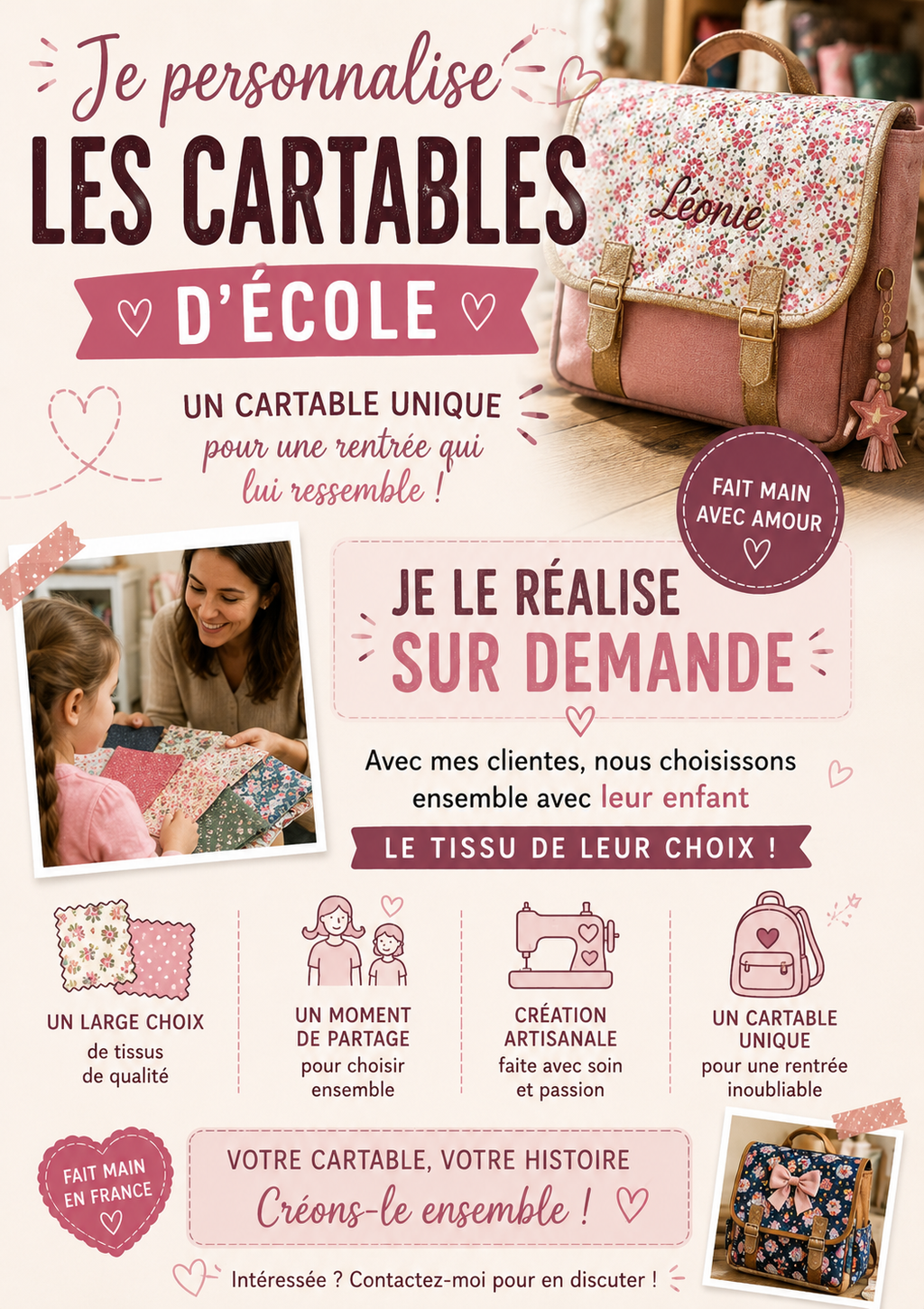 Pensez à anticiper la rentrée de votre enfant 👧🫶🏼🤎 en achetant son cartable à une petite artisane . 