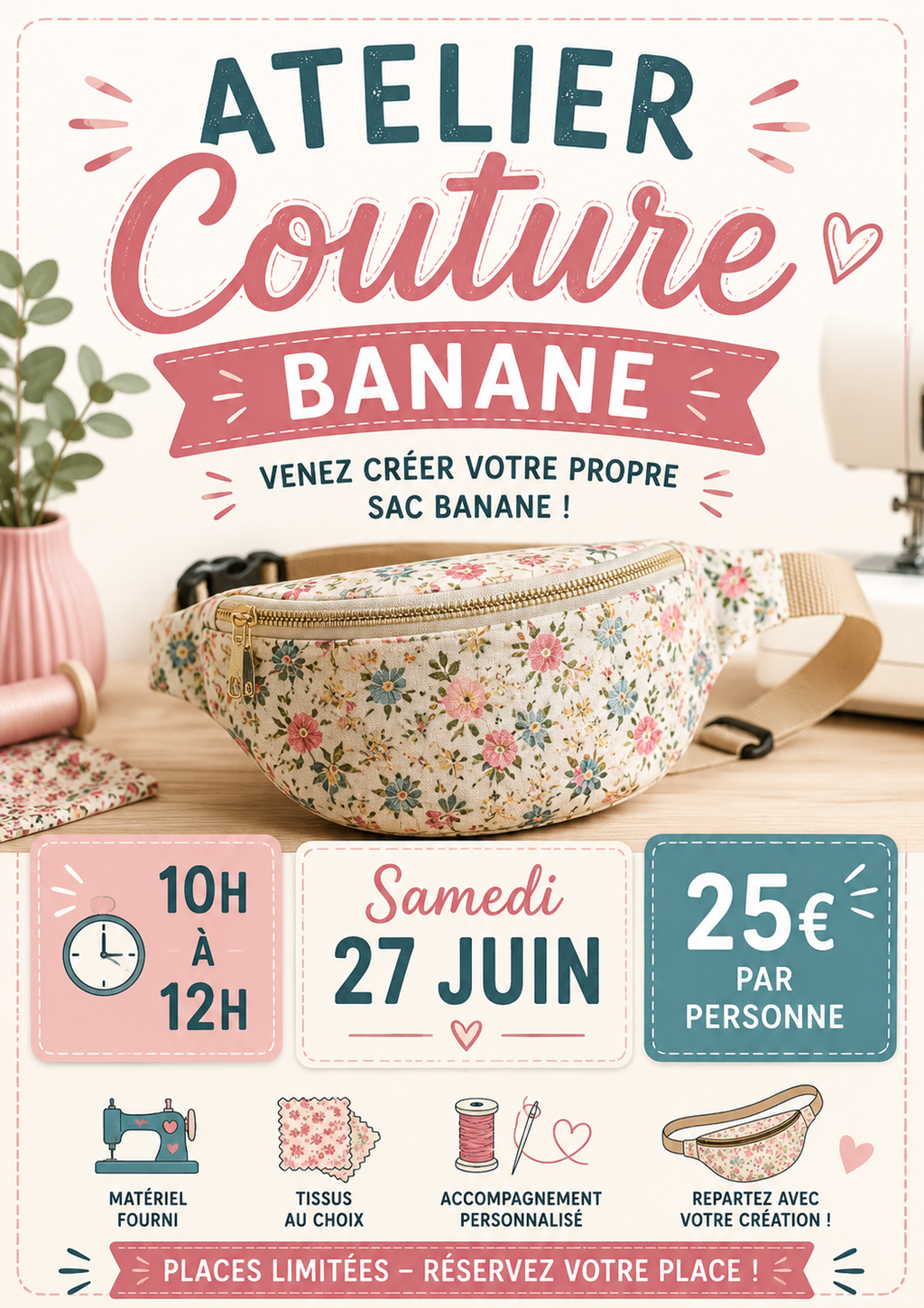Viens coudre ton sac banane si tu n’as pas pu venir la dernière fois 🥰🤗