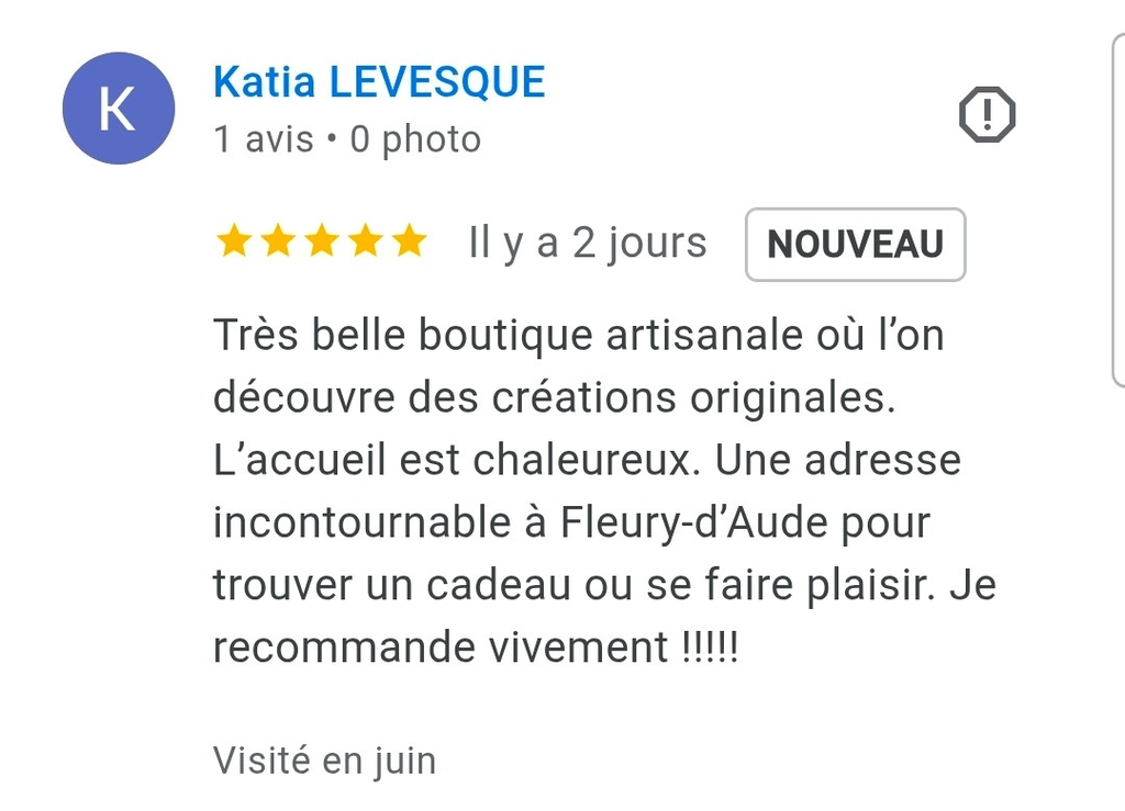 Avis positif Google L’Atelier Basalte