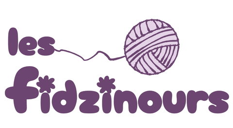 Logo Les Fidzinours avec le nom de la boutique et une pelote de laine