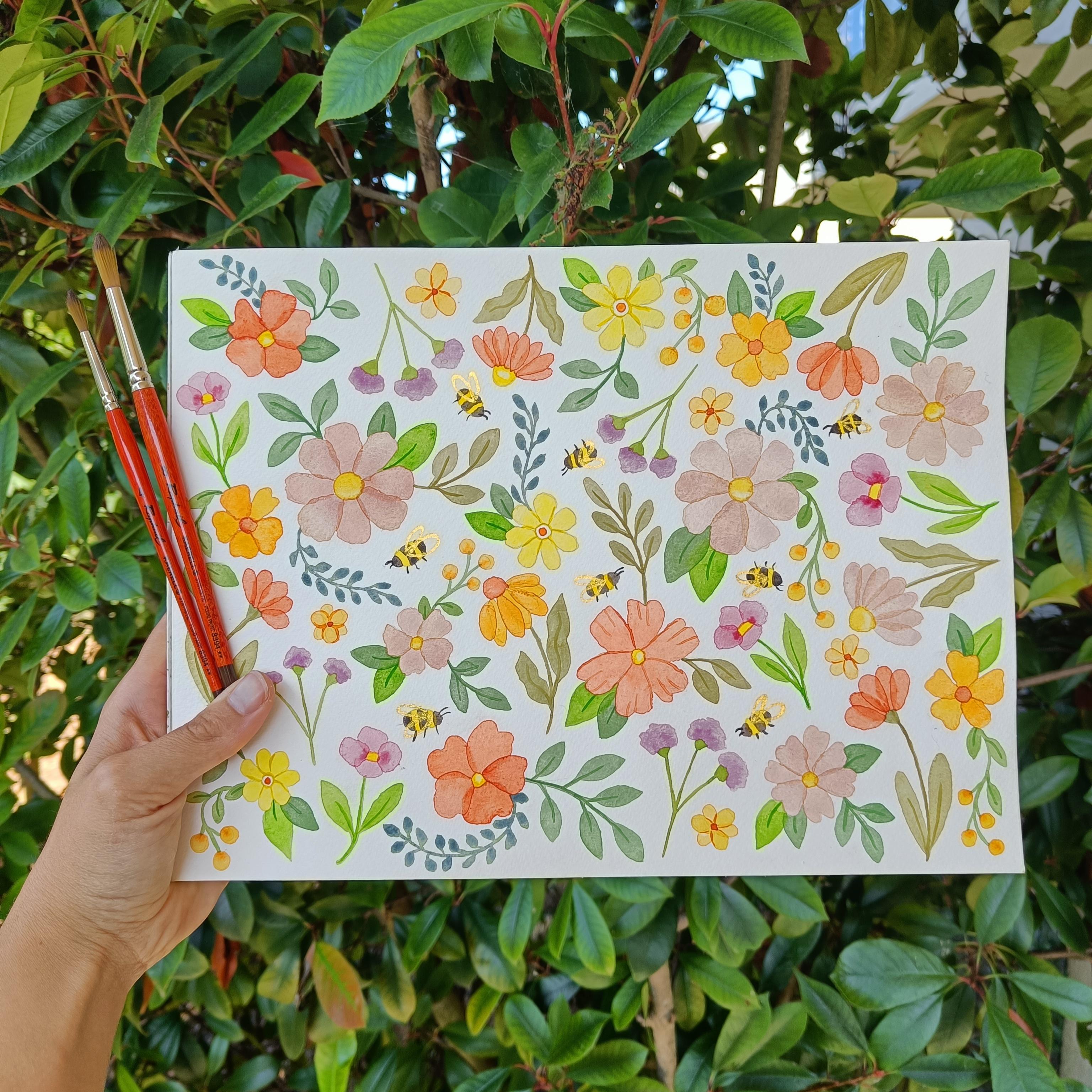 Peinture aquarelle en demi-godets