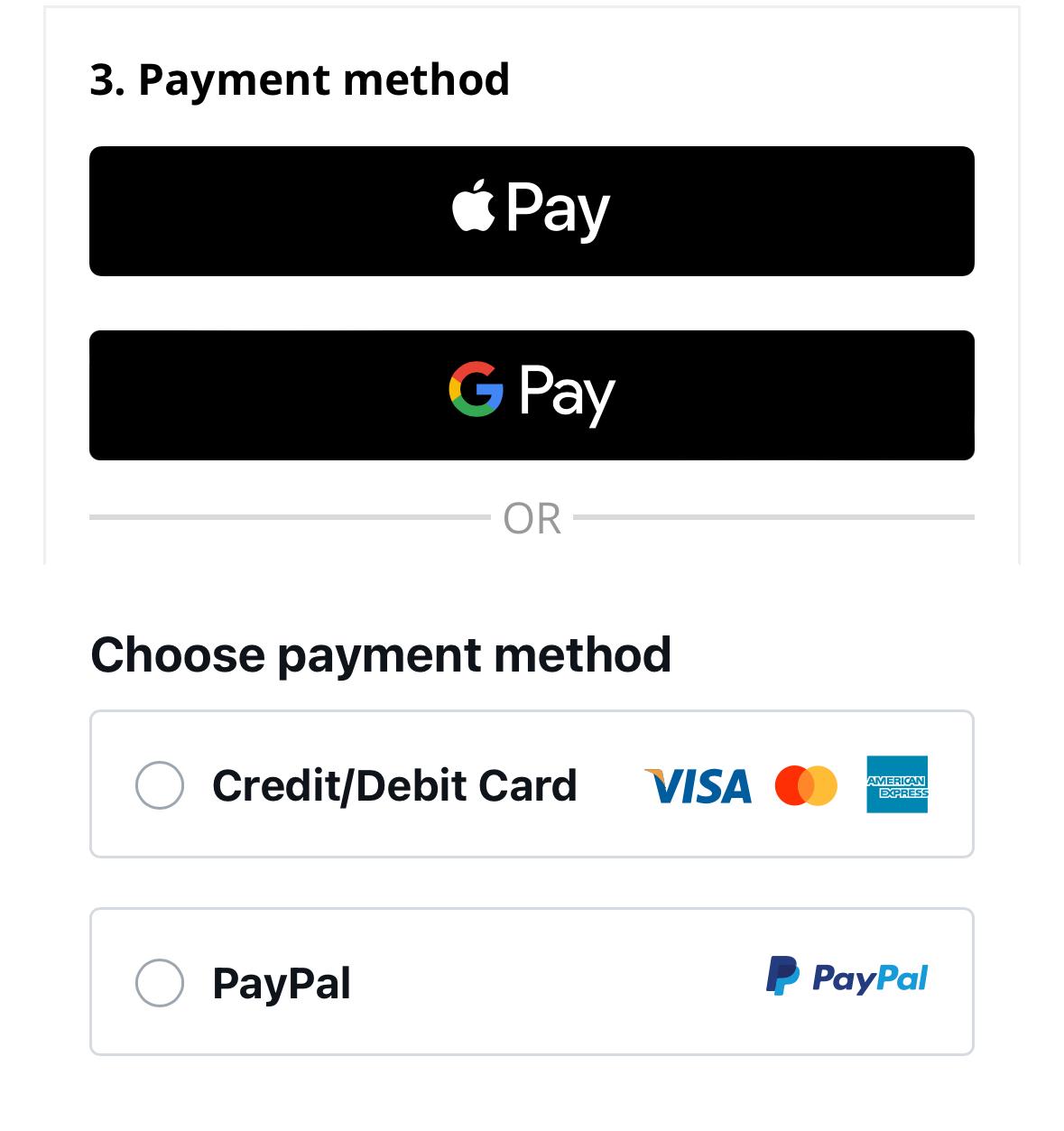 Payment Options Available