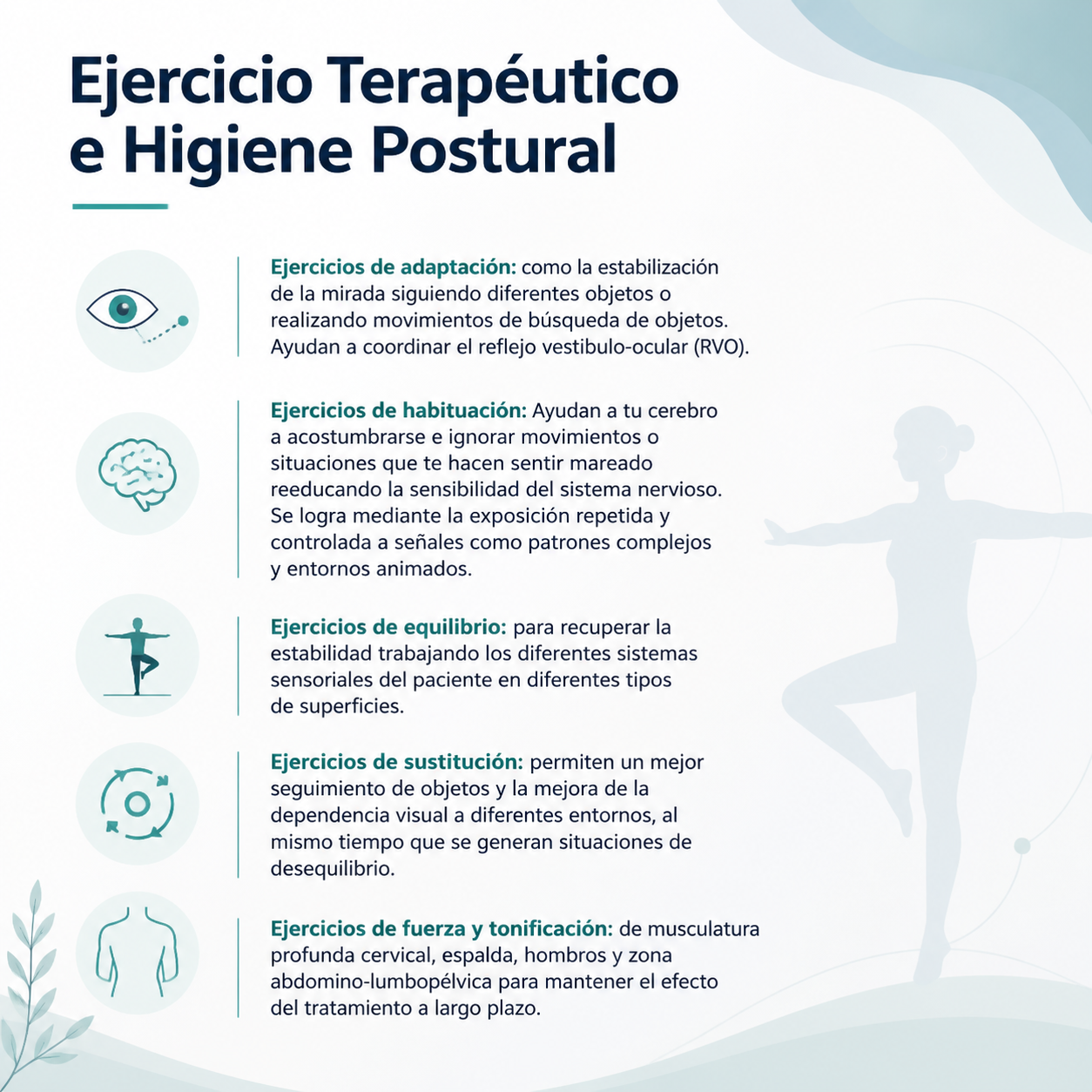 Tratamiento y técnicas de rehabilitación vestibular para mareo, vértigo y equilibrio