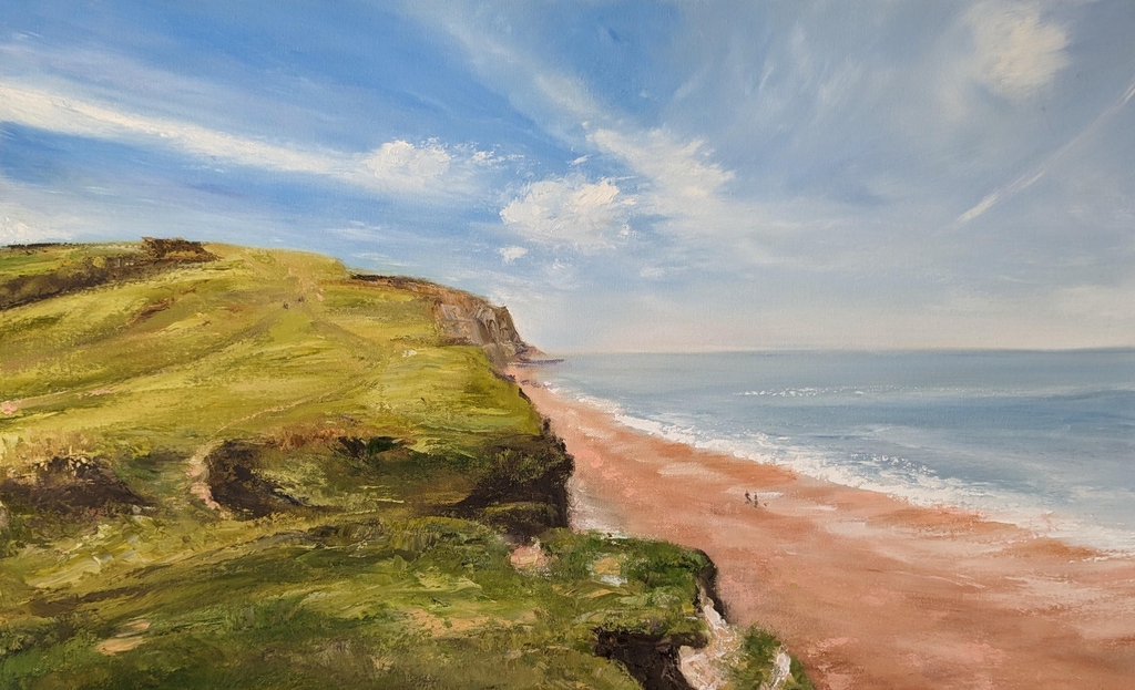 View of Eype Beach, Oils on canvas, 2023